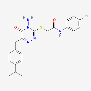 2-((4-amino-6-(4-isopropylbenzyl)-5-oxo-4,5-dihydro-1,2,4-triazin-3-yl)thio)-N-(4-chlorophenyl)acetamide