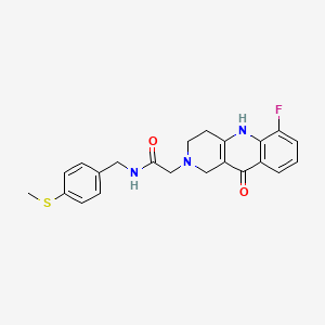 molecular formula C22H22FN3O2S B2425494 2-(6-氟-10-氧代-3,4-二氢苯并[b][1,6]萘啶-2(1H,5H,10H)-基)-N-(4-(甲硫基)苄基)乙酰胺 CAS No. 1251612-49-3