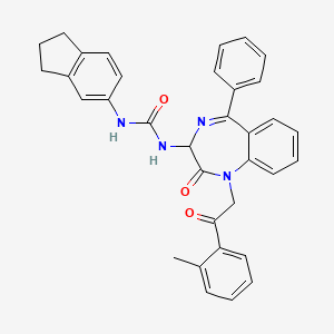 molecular formula C34H30N4O3 B2425506 N-(2,5-二氮杂-2-(2-(2-甲基苯基)-2-氧代乙基)-3-氧代-6-苯基双环[5.4.0]十一环-1(7),5,8,10-四烯-4-基)(茥-5-基氨基)甲酰胺 CAS No. 1796922-20-7