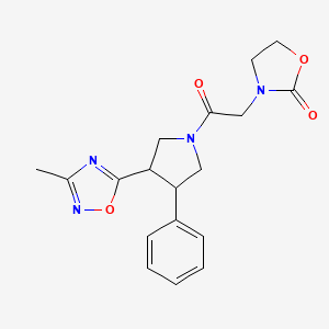 molecular formula C18H20N4O4 B2425510 3-(2-(3-(3-甲基-1,2,4-恶二唑-5-基)-4-苯基吡咯烷-1-基)-2-氧代乙基)恶唑烷-2-酮 CAS No. 1903716-70-0