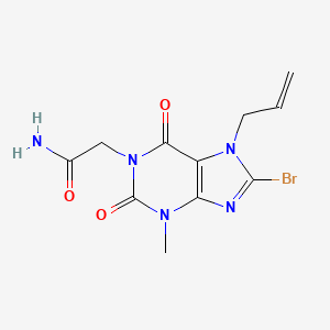 molecular formula C11H12BrN5O3 B2425515 2-(7-烯丙基-8-溴-3-甲基-2,6-二氧代-2,3,6,7-四氢-1H-嘌呤-1-基)乙酰胺 CAS No. 313470-23-4