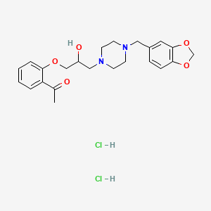 molecular formula C23H30Cl2N2O5 B2425545 1-(2-(3-(4-(Benzo[d][1,3]dioxol-5-ylmethyl)piperazin-1-yl)-2-hydroxypropoxy)phenyl)ethanone dihydrochloride CAS No. 1052420-93-5
