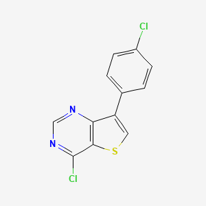 molecular formula C12H6Cl2N2S B2425546 4-Chloro-7-(4-chlorophenyl)thieno[3,2-d]pyrimidine CAS No. 827614-30-2