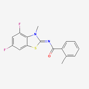 molecular formula C16H12F2N2OS B2425554 N-(4,6-difluoro-3-methyl-1,3-benzothiazol-2-ylidene)-2-methylbenzamide CAS No. 868375-52-4