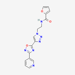 molecular formula C16H13N7O3 B2425567 N-(2-(4-(3-(pyridin-3-yl)-1,2,4-oxadiazol-5-yl)-1H-1,2,3-triazol-1-yl)ethyl)furan-2-carboxamide CAS No. 2034478-62-9