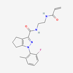 molecular formula C19H21FN4O2 B2425568 1-(2-Fluoro-6-methylphenyl)-N-[2-(prop-2-enoylamino)ethyl]-5,6-dihydro-4H-cyclopenta[c]pyrazole-3-carboxamide CAS No. 2200963-47-7