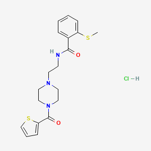 molecular formula C19H24ClN3O2S2 B2425573 2-(methylthio)-N-(2-(4-(thiophene-2-carbonyl)piperazin-1-yl)ethyl)benzamide hydrochloride CAS No. 1351648-78-6