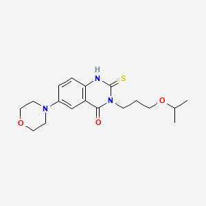 molecular formula C18H25N3O3S B2425577 6-(morpholin-4-yl)-3-[3-(propan-2-yloxy)propyl]-2-sulfanylidene-1,2,3,4-tetrahydroquinazolin-4-one CAS No. 689767-53-1