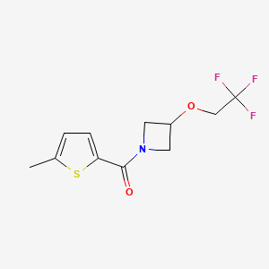 molecular formula C11H12F3NO2S B2425578 (5-甲硫代吩-2-基)(3-(2,2,2-三氟乙氧基)氮杂环丁-1-基)甲酮 CAS No. 2034590-55-9