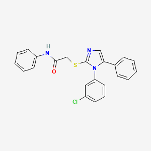 molecular formula C23H18ClN3OS B2425587 2-((1-(3-chlorophenyl)-5-phenyl-1H-imidazol-2-yl)thio)-N-phenylacetamide CAS No. 1207024-82-5