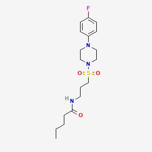 molecular formula C18H28FN3O3S B2425596 N-(3-((4-(4-fluorophenyl)piperazin-1-yl)sulfonyl)propyl)pentanamide CAS No. 1049415-37-3