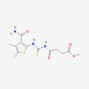 molecular formula C13H17N3O4S2 B2425597 4-[(3-氨基甲酰基-4,5-二甲基噻吩-2-基)氨基甲酰硫代]-4-氧代丁酸甲酯 CAS No. 642943-89-3
