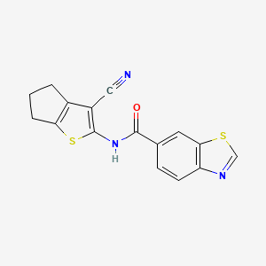molecular formula C16H11N3OS2 B2425603 N-(3-cyano-5,6-dihydro-4H-cyclopenta[b]thiophen-2-yl)benzo[d]thiazole-6-carboxamide CAS No. 681170-32-1