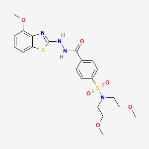 molecular formula C21H26N4O6S2 B2425612 4-(2-(4-methoxybenzo[d]thiazol-2-yl)hydrazinecarbonyl)-N,N-bis(2-methoxyethyl)benzenesulfonamide CAS No. 851978-53-5