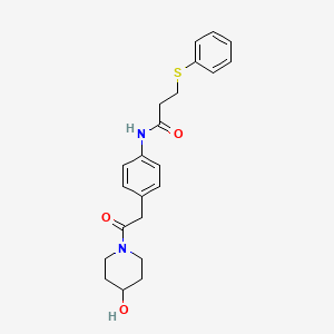 N-(4-(2-(4-hydroxypiperidin-1-yl)-2-oxoethyl)phenyl)-3-(phenylthio)propanamide