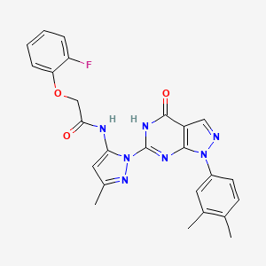 N-(1-(1-(3,4-dimethylphenyl)-4-oxo-4,5-dihydro-1H-pyrazolo[3,4-d]pyrimidin-6-yl)-3-methyl-1H-pyrazol-5-yl)-2-(2-fluorophenoxy)acetamide