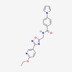 molecular formula C21H19N5O3 B2425629 N-[(3-(6-乙氧基吡啶-3-基)-1,2,4-恶二唑-5-基)甲基]-4-(1H-吡咯-1-基)苯甲酰胺 CAS No. 2034421-14-0