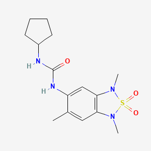 molecular formula C15H22N4O3S B2425630 1-Cyclopentyl-3-(1,3,6-trimethyl-2,2-dioxido-1,3-dihydrobenzo[c][1,2,5]thiadiazol-5-yl)urea CAS No. 2034263-33-5