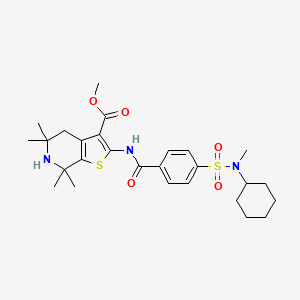 Methyl 2-[[4-[cyclohexyl(methyl)sulfamoyl]benzoyl]amino]-5,5,7,7-tetramethyl-4,6-dihydrothieno[2,3-c]pyridine-3-carboxylate
