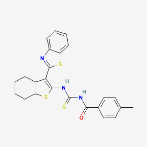 N-((3-(benzo[d]thiazol-2-yl)-4,5,6,7-tetrahydrobenzo[b]thiophen-2-yl)carbamothioyl)-4-methylbenzamide