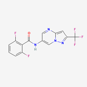 molecular formula C14H7F5N4O B2425672 2,6-二氟-N-(2-(三氟甲基)吡唑并[1,5-a]嘧啶-6-基)苯甲酰胺 CAS No. 2034619-73-1