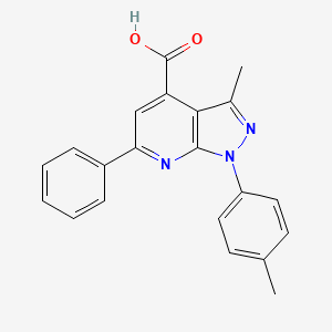 molecular formula C21H17N3O2 B2425678 3-methyl-1-(4-methylphenyl)-6-phenyl-1H-pyrazolo[3,4-b]pyridine-4-carboxylic acid CAS No. 749216-18-0