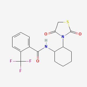 molecular formula C17H17F3N2O3S B2425680 N-(2-(2,4-二氧噻唑烷-3-基)环己基)-2-(三氟甲基)苯甲酰胺 CAS No. 1206994-36-6