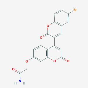 molecular formula C20H12BrNO6 B2425694 2-[4-(6-Bromo-2-oxochromen-3-yl)-2-oxochromen-7-yloxy]acetamide CAS No. 896035-46-4