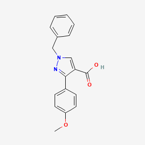 molecular formula C18H16N2O3 B2425703 1-苄基-3-(4-甲氧基苯基)-1H-吡唑-4-羧酸 CAS No. 956437-88-0