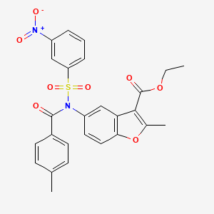 molecular formula C26H22N2O8S B2425708 Ethyl 2-methyl-5-[(4-methylbenzoyl)-(3-nitrophenyl)sulfonylamino]-1-benzofuran-3-carboxylate CAS No. 448209-95-8