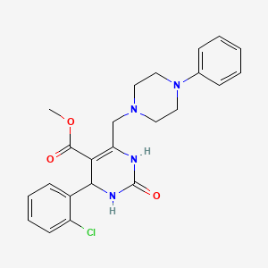 molecular formula C23H25ClN4O3 B2425710 Methyl 4-(2-chlorophenyl)-2-oxo-6-[(4-phenylpiperazin-1-yl)methyl]-1,2,3,4-tetrahydropyrimidine-5-carboxylate CAS No. 1252861-69-0