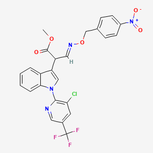 molecular formula C25H18ClF3N4O5 B2425712 methyl 2-{1-[3-chloro-5-(trifluoromethyl)-2-pyridinyl]-1H-indol-3-yl}-3-{[(4-nitrobenzyl)oxy]imino}propanoate CAS No. 303152-89-8