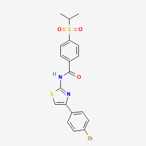 molecular formula C19H17BrN2O3S2 B2425730 N-(4-(4-bromophenyl)thiazol-2-yl)-4-(isopropylsulfonyl)benzamide CAS No. 899739-10-7