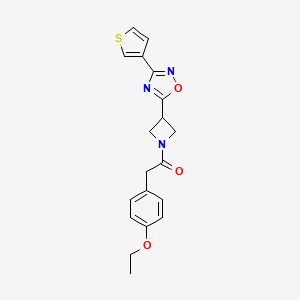 molecular formula C19H19N3O3S B2425749 2-(4-Ethoxyphenyl)-1-(3-(3-(thiophen-3-yl)-1,2,4-oxadiazol-5-yl)azetidin-1-yl)ethanone CAS No. 1396767-51-3