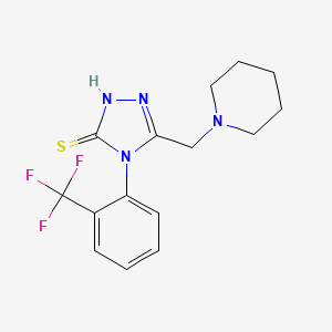 molecular formula C15H17F3N4S B2425755 5-(哌啶-1-基甲基)-4-[2-(三氟甲基)苯基]-4H-1,2,4-三唑-3-硫醇 CAS No. 790270-83-6