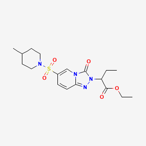 molecular formula C18H26N4O5S B2425765 ethyl 2-(6-((4-methylpiperidin-1-yl)sulfonyl)-3-oxo-[1,2,4]triazolo[4,3-a]pyridin-2(3H)-yl)butanoate CAS No. 1251704-91-2