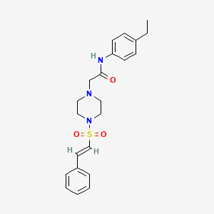 molecular formula C22H27N3O3S B2425766 N-(4-ethylphenyl)-2-[4-[(E)-2-phenylethenyl]sulfonylpiperazin-1-yl]acetamide CAS No. 1241687-79-5