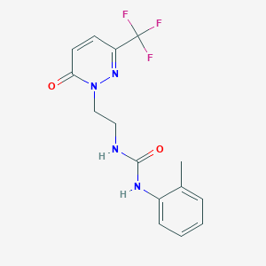 molecular formula C15H15F3N4O2 B2425769 1-(2-Methylphenyl)-3-[2-[6-oxo-3-(trifluoromethyl)pyridazin-1-yl]ethyl]urea CAS No. 2415490-79-6