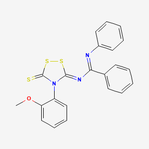 N-[4-(2-methoxyphenyl)-5-sulfanylidene-1,2,4-dithiazolidin-3-ylidene]-N'-phenylbenzenecarboximidamide