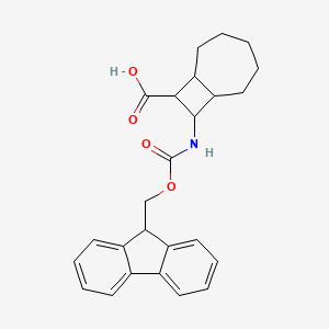 molecular formula C25H27NO4 B2425778 9-(9H-Fluoren-9-ylmethoxycarbonylamino)bicyclo[5.2.0]nonane-8-carboxylic acid CAS No. 2418719-72-7