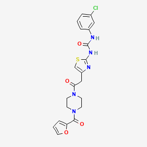 molecular formula C21H20ClN5O4S B2425784 1-(3-Chlorophenyl)-3-(4-(2-(4-(furan-2-carbonyl)piperazin-1-yl)-2-oxoethyl)thiazol-2-yl)urea CAS No. 897621-12-4