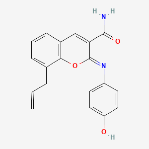 2-(4-Hydroxyphenyl)imino-8-prop-2-enylchromene-3-carboxamide