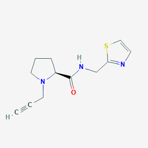 molecular formula C12H15N3OS B2425790 (2S)-1-Prop-2-ynyl-N-(1,3-thiazol-2-ylmethyl)pyrrolidine-2-carboxamide CAS No. 2185682-38-4
