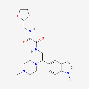 molecular formula C23H35N5O3 B2425797 N1-(2-(1-methylindolin-5-yl)-2-(4-methylpiperazin-1-yl)ethyl)-N2-((tetrahydrofuran-2-yl)methyl)oxalamide CAS No. 922015-88-1