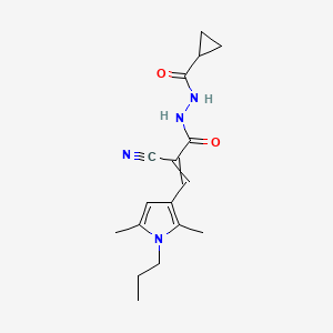 molecular formula C17H22N4O2 B2425807 2-cyano-N'-cyclopropanecarbonyl-3-(2,5-dimethyl-1-propyl-1H-pyrrol-3-yl)prop-2-enehydrazide CAS No. 1798399-53-7