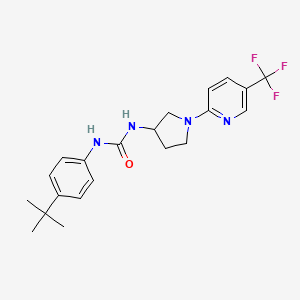 molecular formula C21H25F3N4O B2425816 1-(4-(Tert-butyl)phenyl)-3-(1-(5-(trifluoromethyl)pyridin-2-yl)pyrrolidin-3-yl)urea CAS No. 1797643-75-4