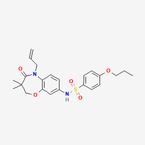 molecular formula C23H28N2O5S B2425818 N-(5-allyl-3,3-dimethyl-4-oxo-2,3,4,5-tetrahydrobenzo[b][1,4]oxazepin-8-yl)-4-propoxybenzenesulfonamide CAS No. 921997-03-7
