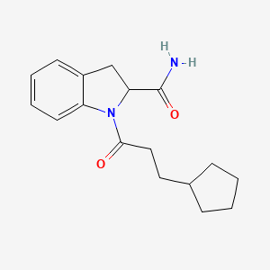 molecular formula C17H22N2O2 B2425845 1-(3-Cyclopentylpropanoyl)indoline-2-carboxamide CAS No. 1100785-63-4