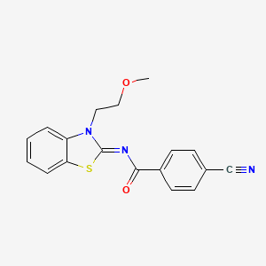 molecular formula C18H15N3O2S B2425847 (Z)-4-氰基-N-(3-(2-甲氧基乙基)苯并[d]噻唑-2(3H)-亚甲基)苯甲酰胺 CAS No. 864975-54-2