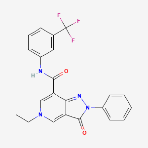 molecular formula C22H17F3N4O2 B2425851 5-ethyl-3-oxo-2-phenyl-N-(3-(trifluoromethyl)phenyl)-3,5-dihydro-2H-pyrazolo[4,3-c]pyridine-7-carboxamide CAS No. 921513-94-2